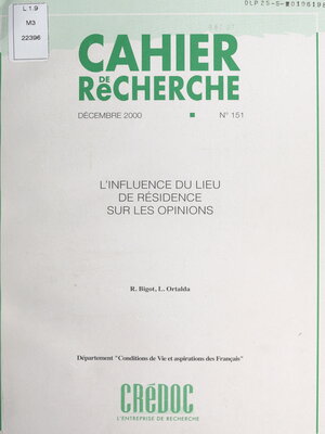 cover image of L'influence du lieu de résidence sur les opinions